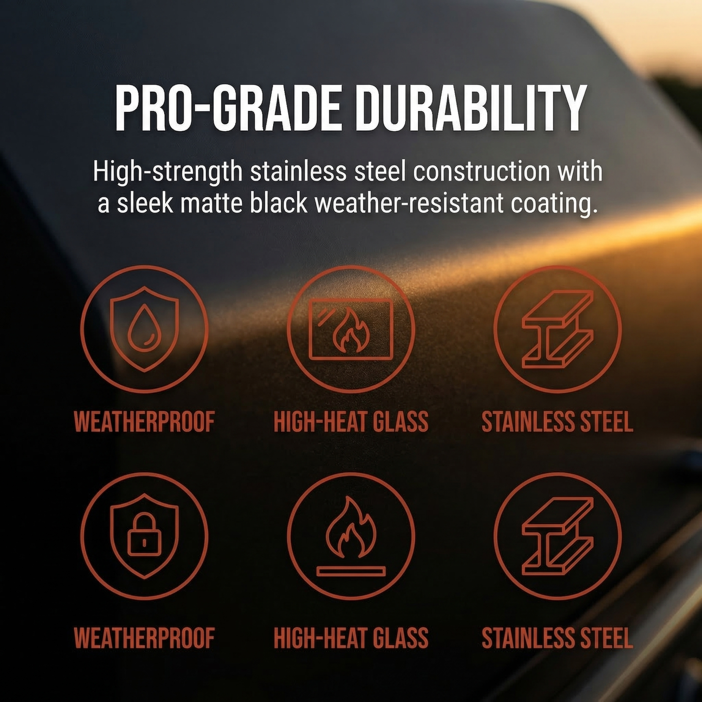 Black 6-Burner Deluxe Stainless Steel Propane Gas Outdoor Kitchen Grill