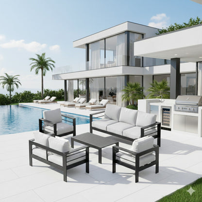 5-Piece Modern Aluminum Patio Conversation Set