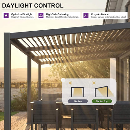 [11X18FT] Alora Modern Louvered Aluminum Pergola With Sloped Roof (SAK29326)