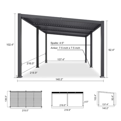 [11X18FT] Alora Modern Louvered Aluminum Pergola With Sloped Roof (SAK29326)