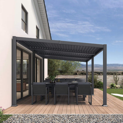 [11X18FT] Alora Modern Louvered Aluminum Pergola With Sloped Roof (SAK29326)