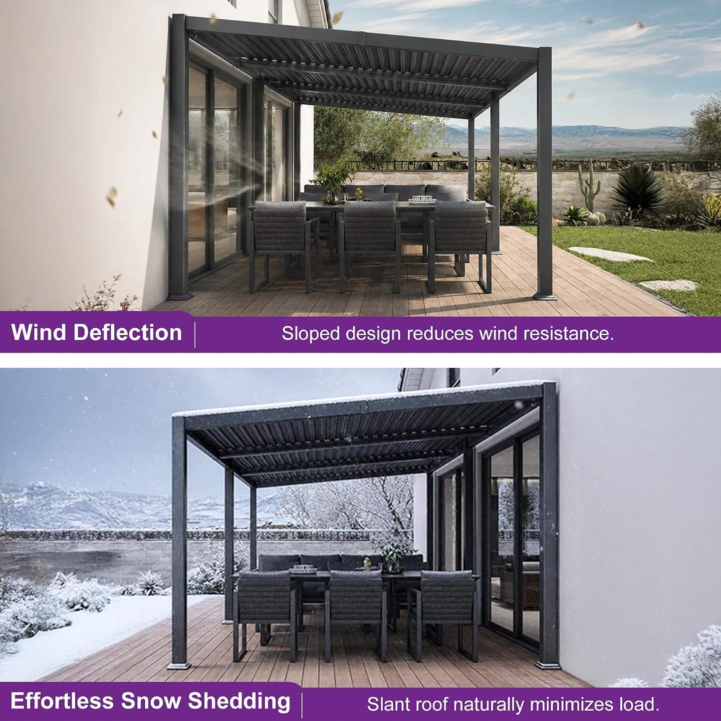 [11X18FT] Alora Modern Louvered Aluminum Pergola With Sloped Roof (SAK29326)
