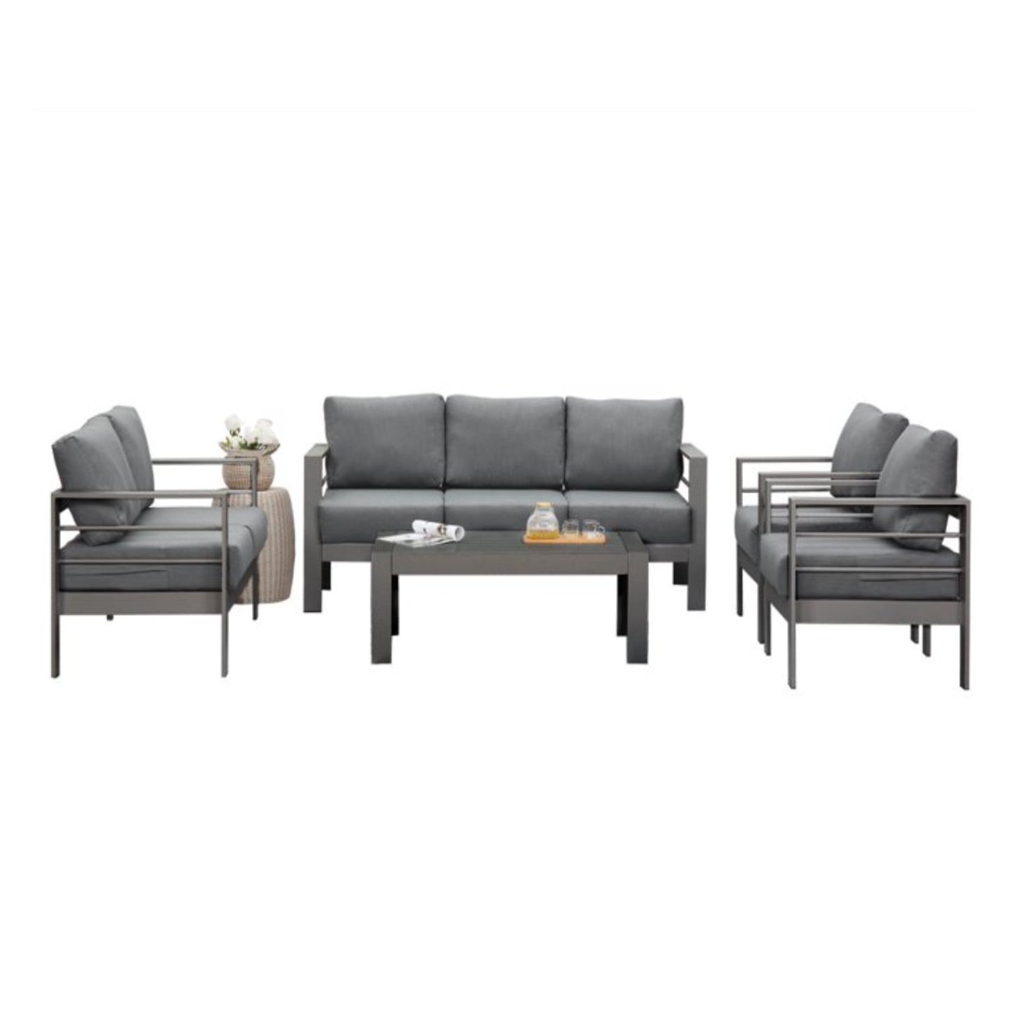 5-Piece Modern Aluminum Patio Conversation Set