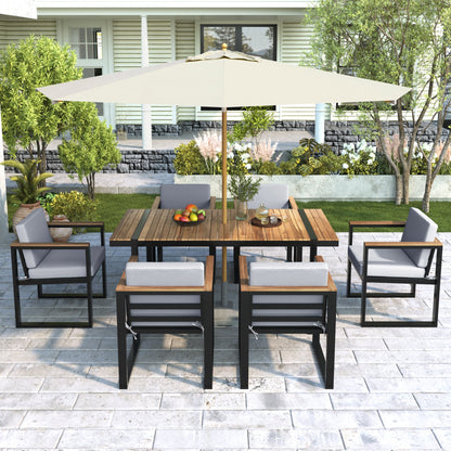 7 Pieces Outdoor Dining Set Patio Dining Table and Chair Set