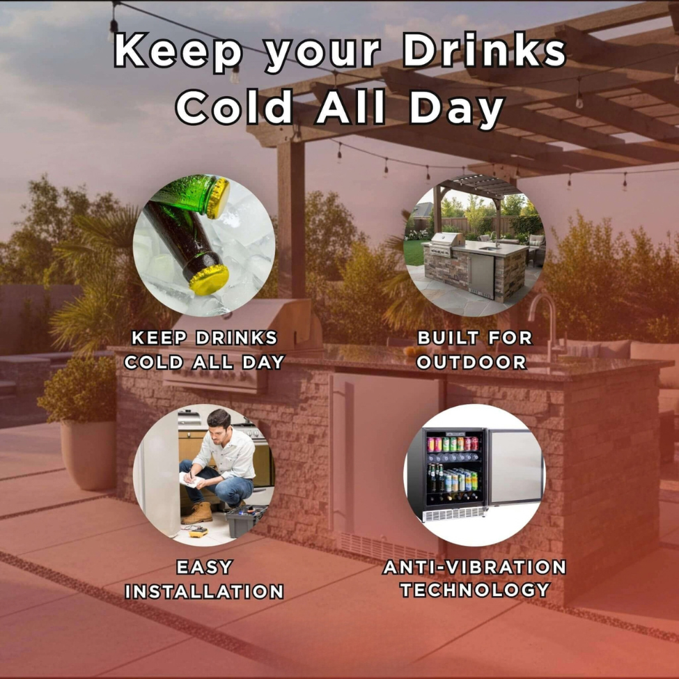 Summerset 24-Inch Outdoor Rated Refrigerator With Anti Vibration System