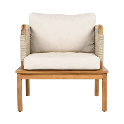 Outdoor 5-Piece Acacia Wood and Rope Patio Sofa Set