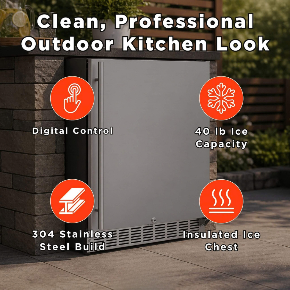 Summerset 24-Inch Outdoor Rated Refrigerator With Anti Vibration System