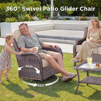 Luxury 8-Piece All-Weather Patio Furniture Set With Fire Pit Table
