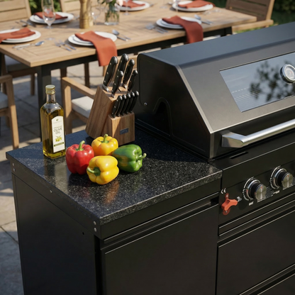 Black 6-Burner Deluxe Stainless Steel Propane Gas Outdoor Kitchen Grill