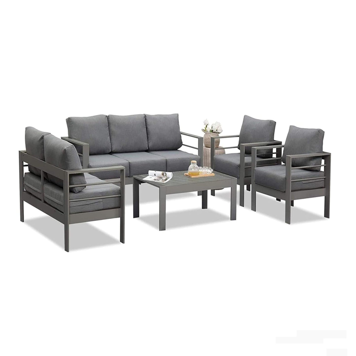 5-Piece Modern Aluminum Patio Conversation Set
