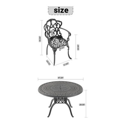 Alora 7-Piece Cast Aluminum Patio Furniture Set With Black Frame And Off-White Cushions (SAK12948)