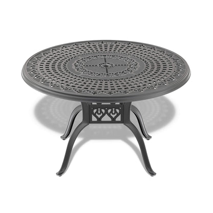 Alora 7-Piece Cast Aluminum Patio Furniture Set With Black Frame And Off-White Cushions (SAK12948)