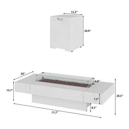 71-Inch Outdoor 60K BTU Fire Pit Table With Wind Guard