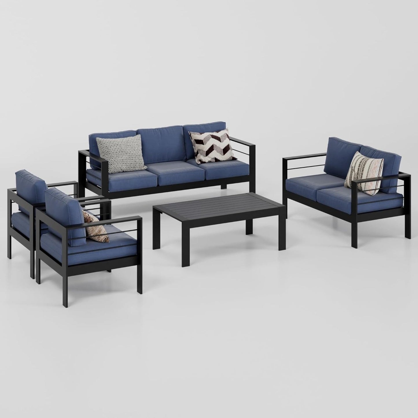 5-Piece Modern Aluminum Patio Conversation Set