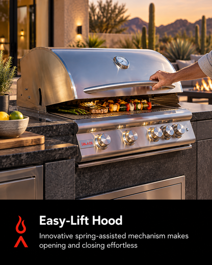 Blaze LTE+ 32-Inch 4-Burner Built-In Gas Grill with Lift-Assist Hood & Rear Infrared Burner
