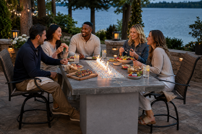 Entertainer Bar Gas Fire Pit Table with fire glass