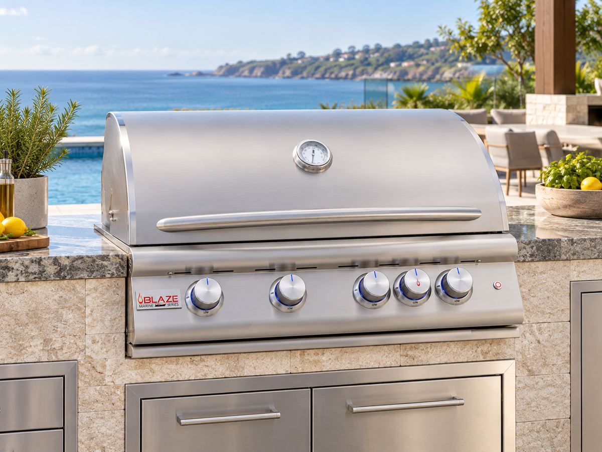 Blaze LTE+ Marine Grade 32-Inch 4-Burner Built-In Gas Grill with Rear Infrared Burner & Grill Lights