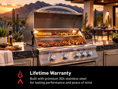 Blaze LTE+ 32-Inch 4-Burner Built-In Gas Grill with Lift-Assist Hood & Rear Infrared Burner
