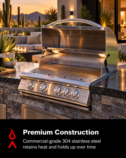 Blaze LTE+ 32-Inch 4-Burner Built-In Gas Grill with Lift-Assist Hood & Rear Infrared Burner