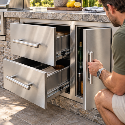 Summerset Stainless Steel 2-Drawer/ Door Combo, Hidden Hinge