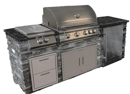 8-Foot Outdoor Kitchen Grill Island – Concrete Base & Granite Countertop -Propane or Natural Gas