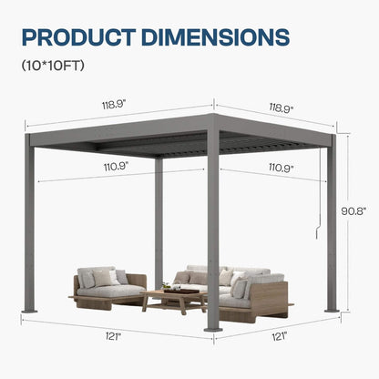 Alora Aluminum Louvered Pergola Kit With Adjustable Roof & Drainage (SAK94316)