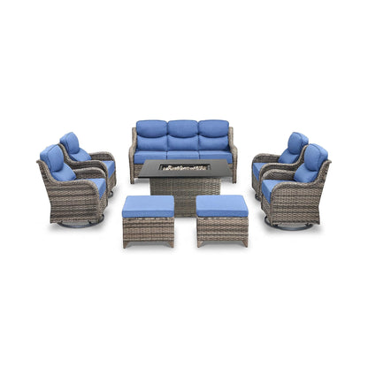 Luxury 8-Piece All-Weather Patio Furniture Set With Fire Pit Table