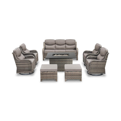 Luxury 8-Piece All-Weather Patio Furniture Set With Fire Pit Table