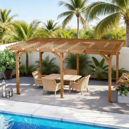 [09X12FT] Alora Premium Outdoor Wooden Grape Trellis Pergola (SAK18579)