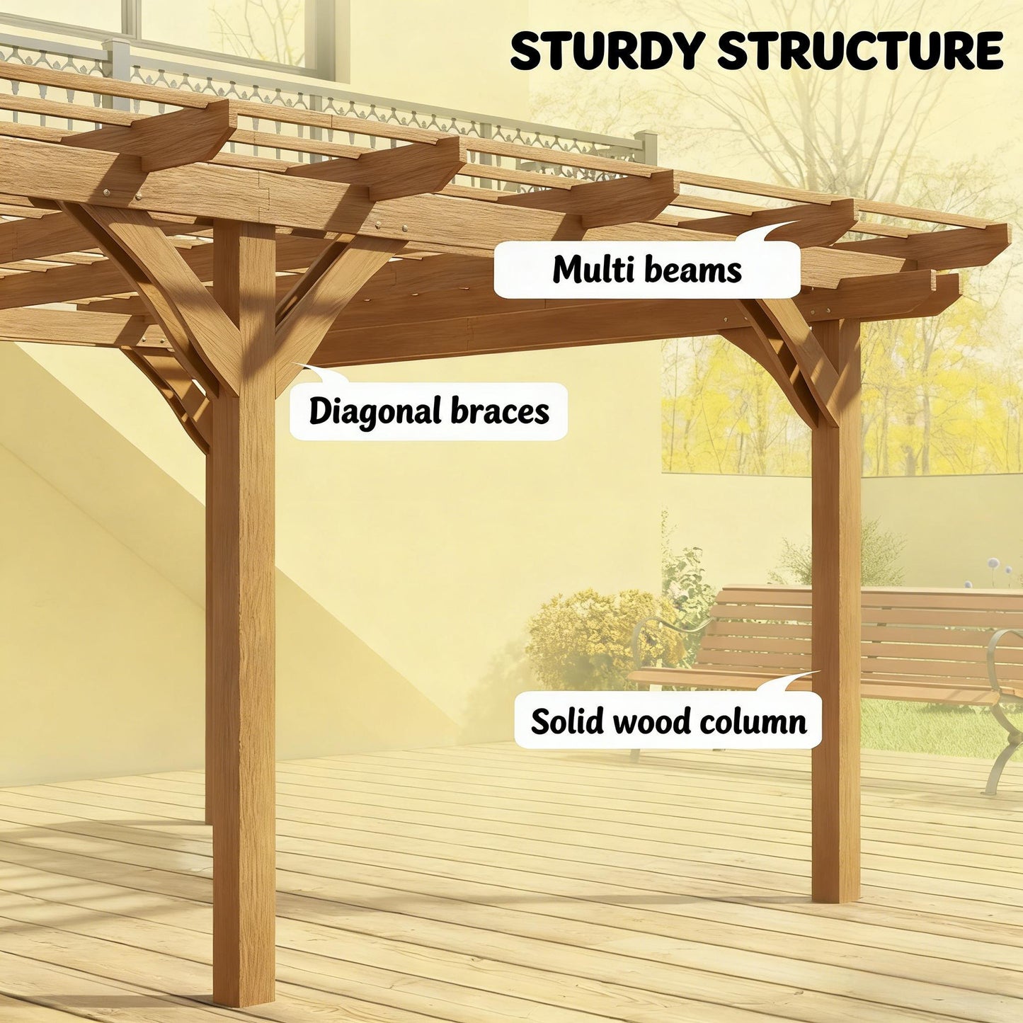 [09X12FT] Alora Premium Outdoor Wooden Grape Trellis Pergola (SAK18579)